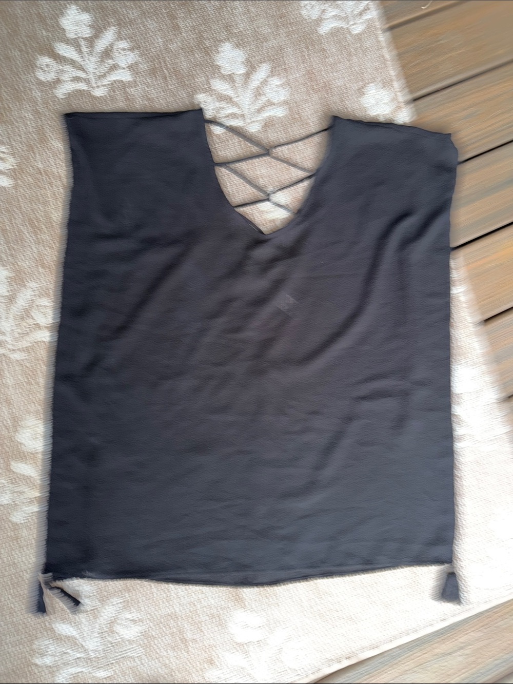 Kona Sol Black Sleeveless Cover up with Crisscross Back